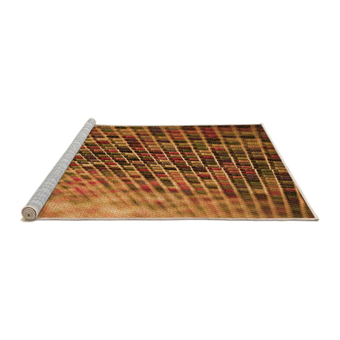 Sideview of Machine Washable Transitional Saffron Red Rug, wshpat2561org