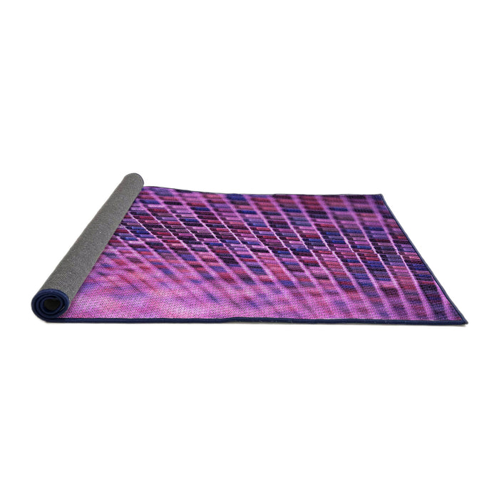 Thickness of Patterned Dark Magenta Purple Rug, pat2561pur