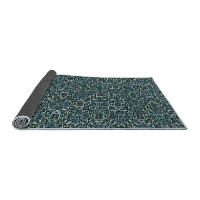 Thickness of Patterned Dark Slate Grey Green Rug, pat2562lblu