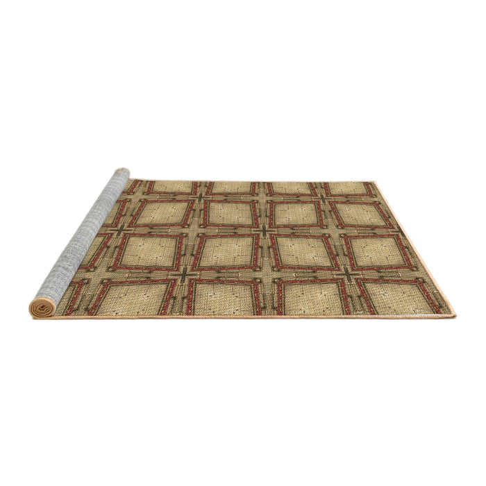 Sideview of Machine Washable Transitional Saddle Brown Rug, wshpat2563brn