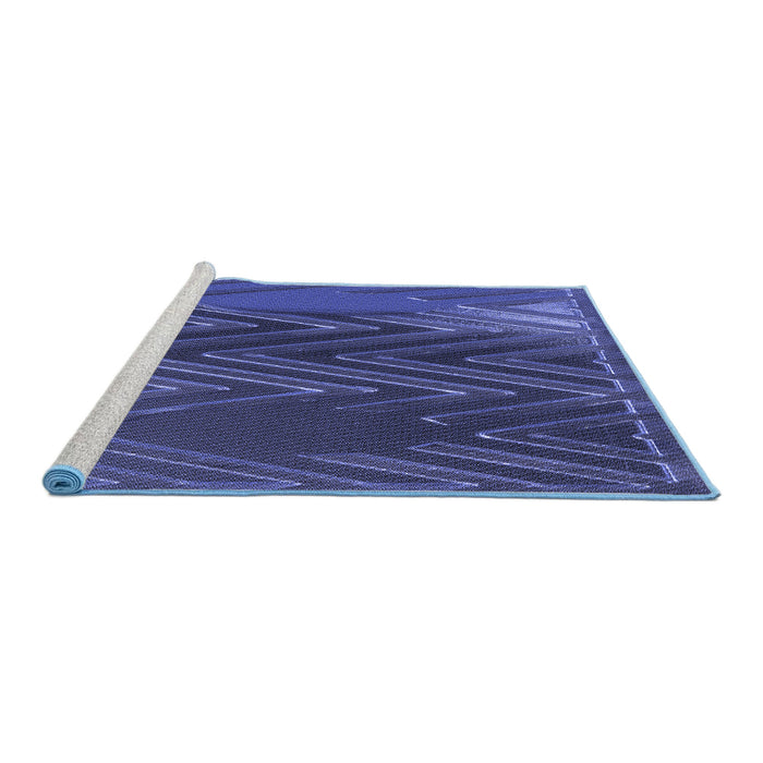 Sideview of Machine Washable Transitional Blue Rug, wshpat2564blu