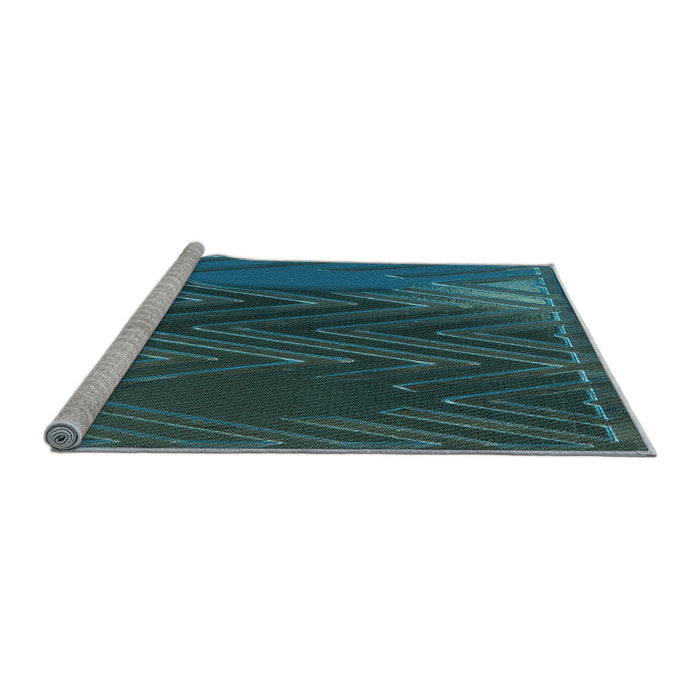 Sideview of Machine Washable Transitional Deep Teal Green Rug, wshpat2564lblu