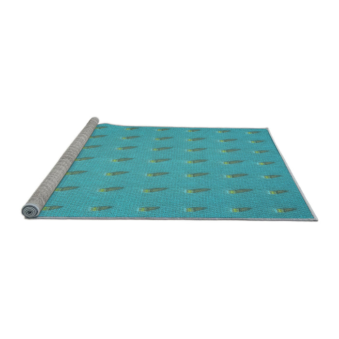 Sideview of Machine Washable Transitional Dark Turquoise Green Rug, wshpat2568lblu