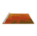 Sideview of Machine Washable Transitional Neon Orange Rug, wshpat2569yw