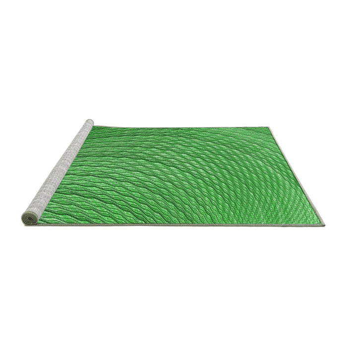 Sideview of Machine Washable Transitional Green Rug, wshpat257grn