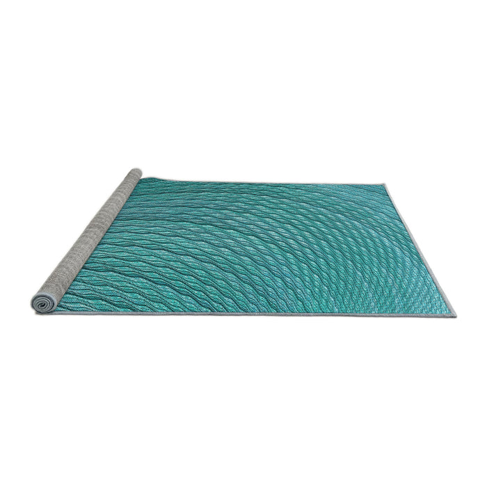 Sideview of Machine Washable Transitional Dark Cyan Green Rug, wshpat257lblu