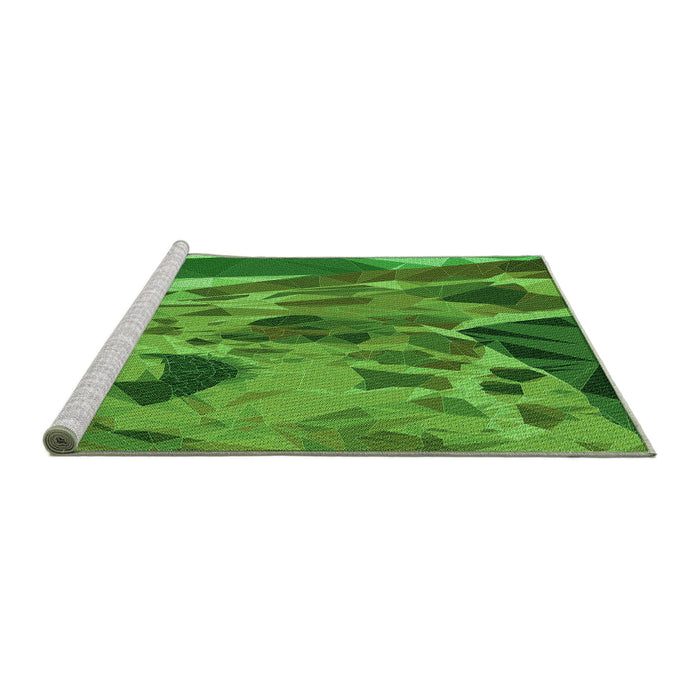 Sideview of Machine Washable Transitional Green Rug, wshpat2572grn