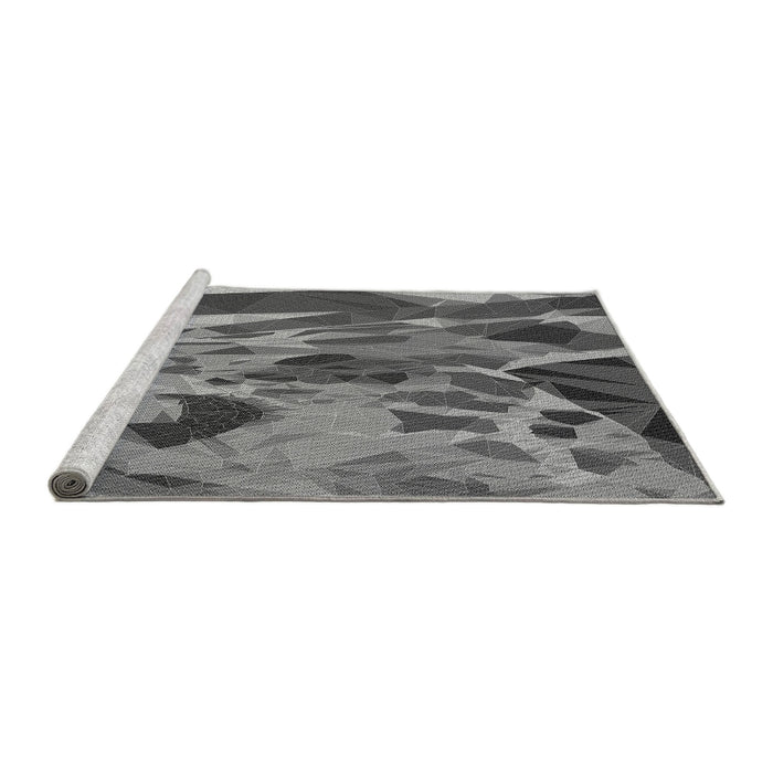 Sideview of Machine Washable Transitional Dark Gray Rug, wshpat2572gry