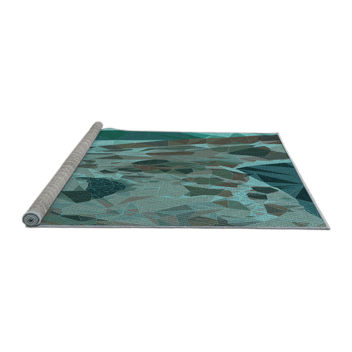 Sideview of Machine Washable Transitional Deep-Sea Green Rug, wshpat2572lblu