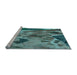 Sideview of Machine Washable Transitional Deep-Sea Green Rug, wshpat2572lblu