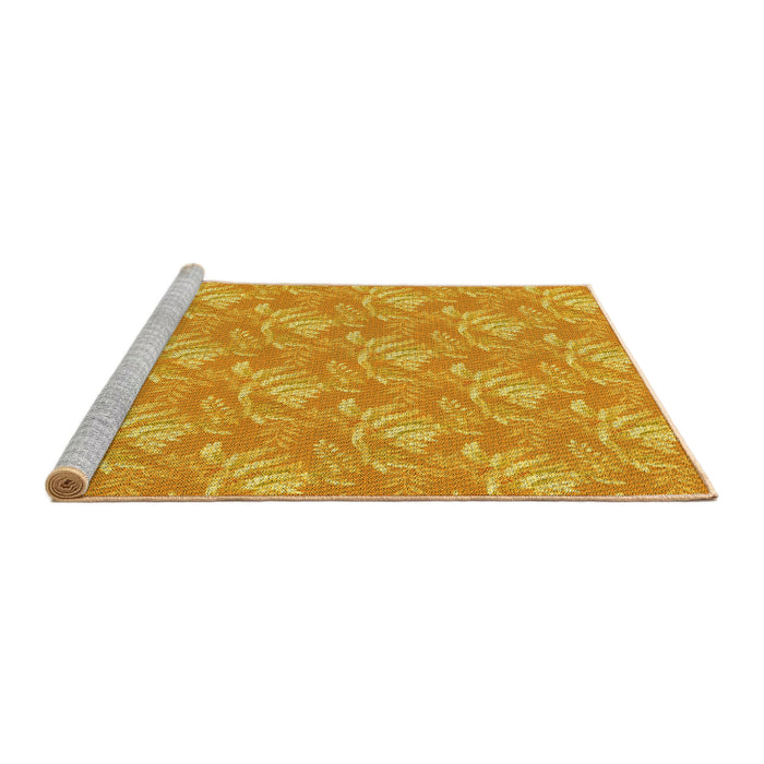 Sideview of Machine Washable Transitional Neon Orange Rug, wshpat2573yw