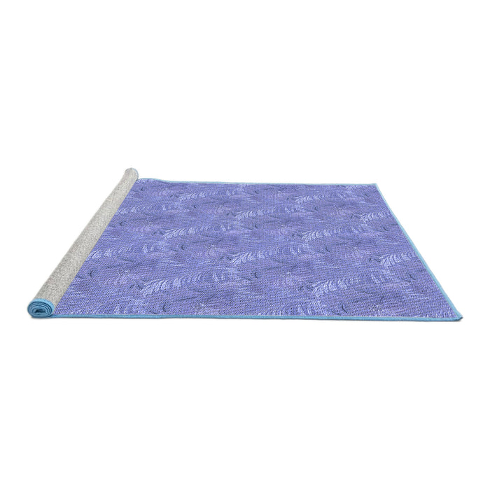 Sideview of Machine Washable Transitional Purple Mimosa Purple Rug, wshpat2574blu