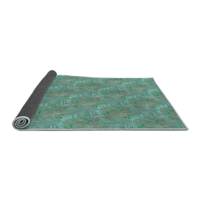 Thickness of Patterned Dull-Sea Green Rug, pat2574lblu