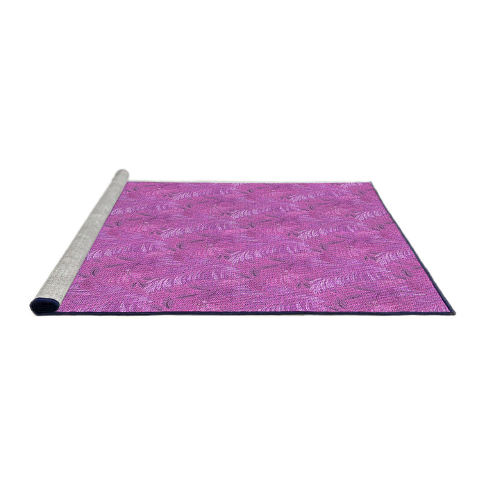 Sideview of Machine Washable Transitional Bright Neon Pink Purple Rug, wshpat2574pur