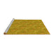 Sideview of Machine Washable Transitional Deep Yellow Rug, wshpat2574yw