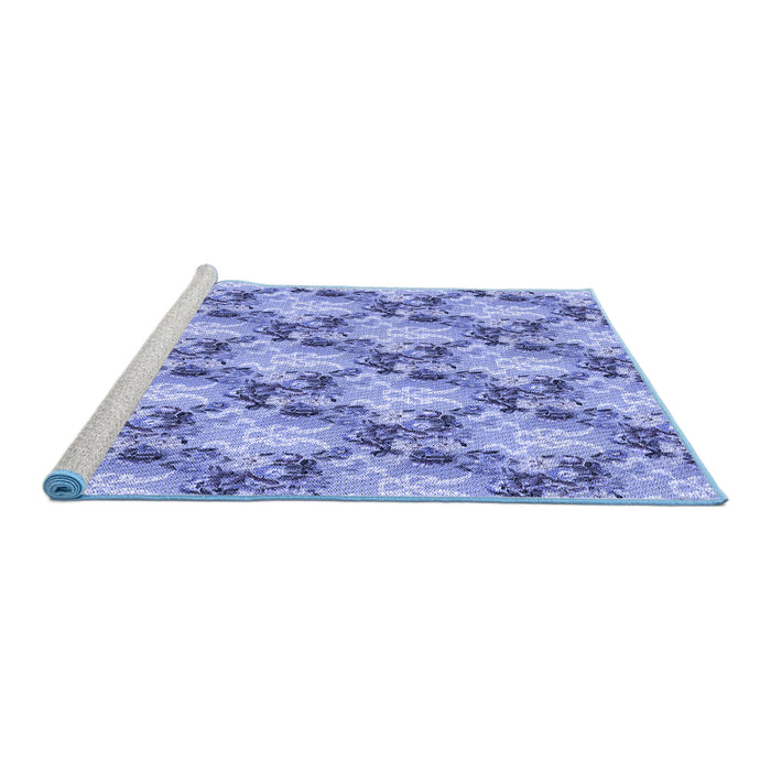 Sideview of Machine Washable Transitional Jeans Blue Rug, wshpat2575blu