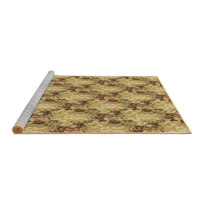 Sideview of Machine Washable Transitional Golden Brown Yellow Rug, wshpat2575brn