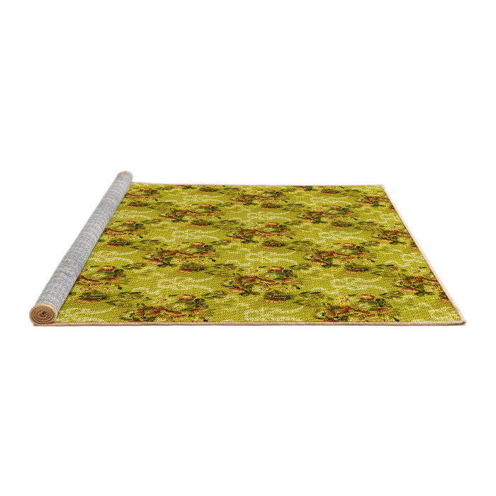 Sideview of Machine Washable Transitional Yellow Rug, wshpat2575yw