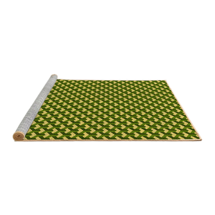 Sideview of Machine Washable Transitional Green Rug, wshpat2577yw