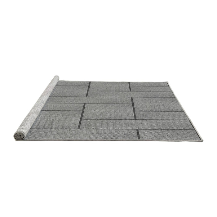 Sideview of Machine Washable Transitional Silver Gray Rug, wshpat2578gry