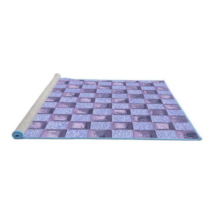 Sideview of Machine Washable Transitional Slate Blue Rug, wshpat2579blu