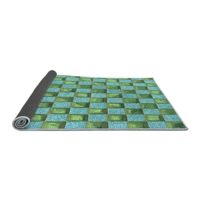 Thickness of Patterned Turquoise Green Rug, pat2579lblu