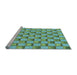 Sideview of Machine Washable Transitional Turquoise Green Rug, wshpat2579lblu