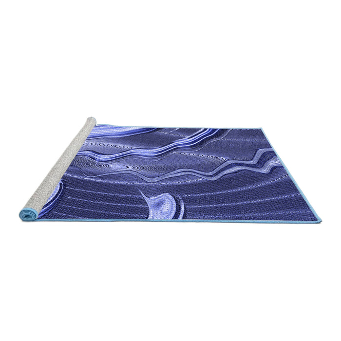Sideview of Machine Washable Transitional Sky Blue Rug, wshpat258blu