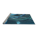 Sideview of Machine Washable Transitional Blue Turquoise Green Rug, wshpat258lblu