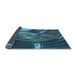 Thickness of Patterned Blue Turquoise Green Rug, pat258lblu