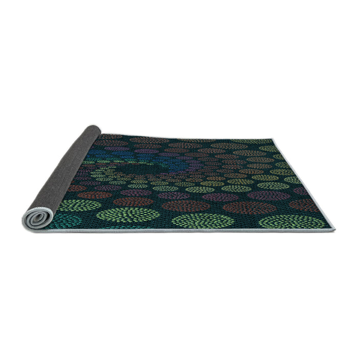Thickness of Patterned Black Rug, pat2580lblu