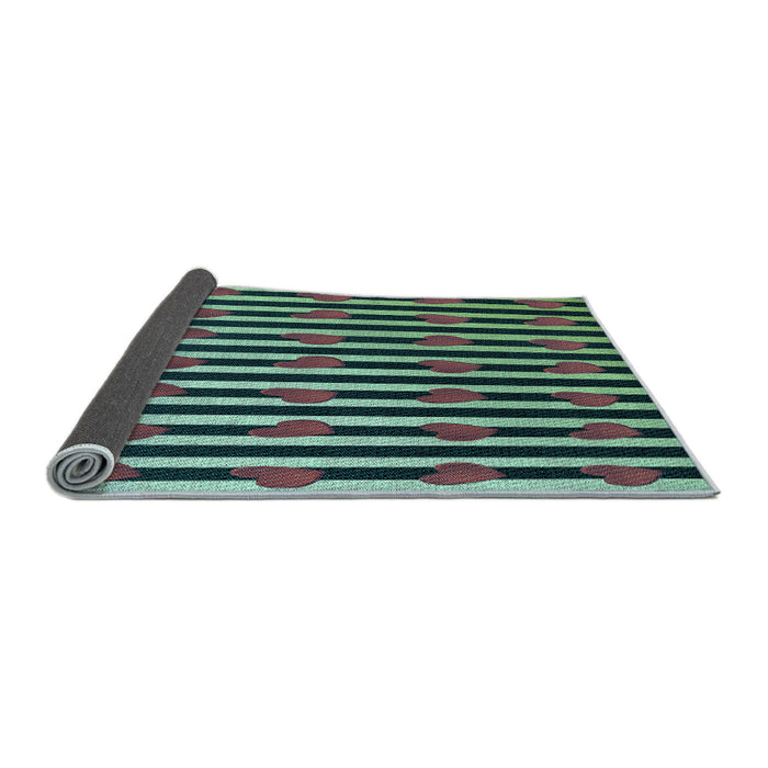 Thickness of Patterned Gunmetal Green Rug, pat2581lblu