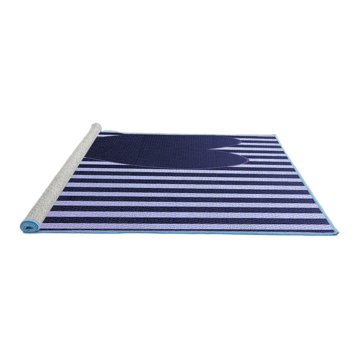 Sideview of Machine Washable Transitional Night Blue Rug, wshpat2582blu