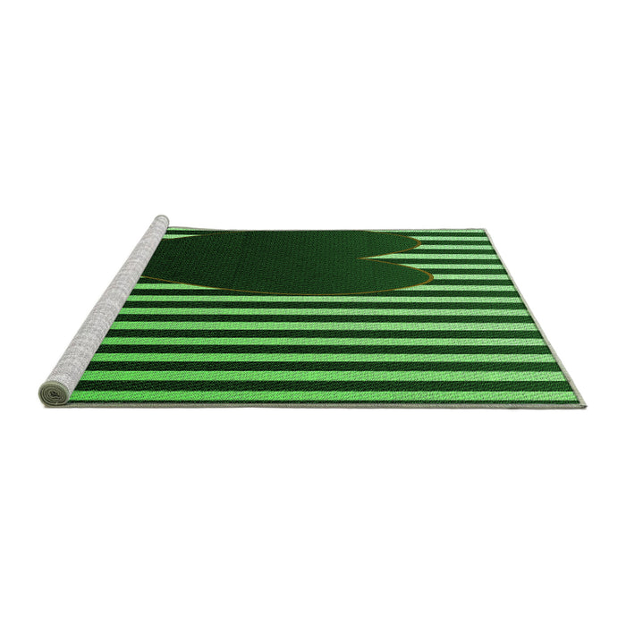 Sideview of Machine Washable Transitional Dark Forest Green Rug, wshpat2582grn