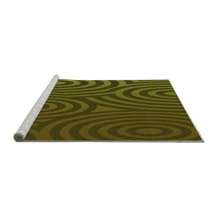 Sideview of Machine Washable Transitional Olive Green Rug, wshpat2585grn