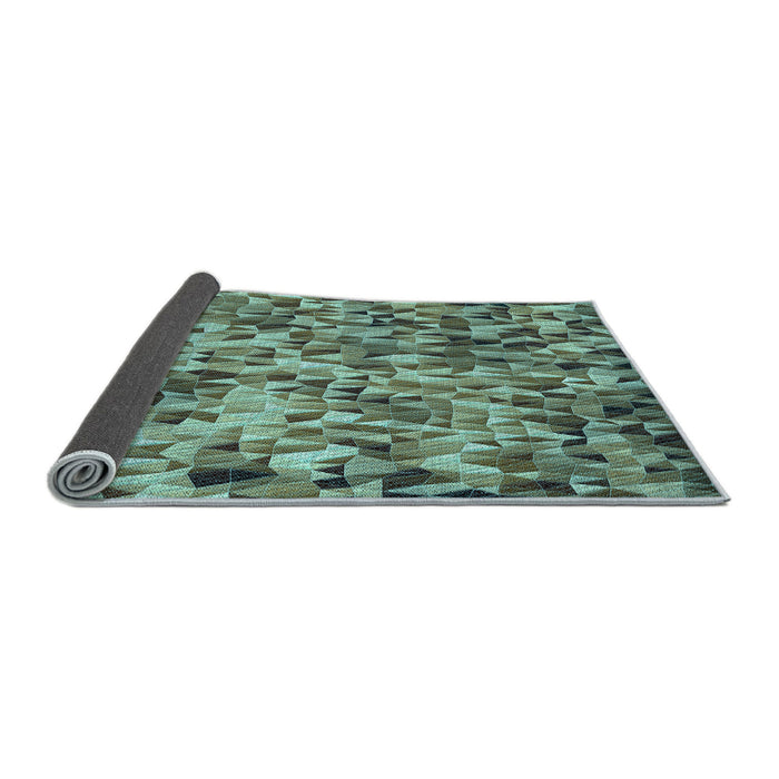 Thickness of Patterned Medium Aqua Marine Green Rug, pat2586lblu