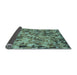 Thickness of Patterned Medium Aqua Marine Green Rug, pat2586lblu