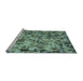 Sideview of Machine Washable Transitional Medium Aqua Marine Green Rug, wshpat2586lblu