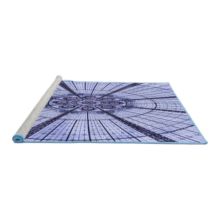 Sideview of Machine Washable Transitional Deep Periwinkle Purple Rug, wshpat2587blu