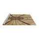 Sideview of Machine Washable Transitional Saddle Brown Rug, wshpat2587brn