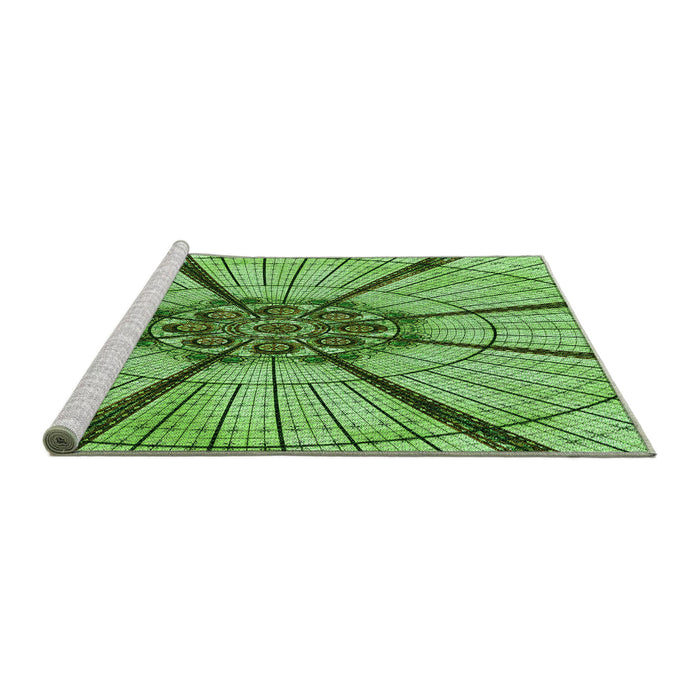 Sideview of Machine Washable Transitional Yellow Green Rug, wshpat2587grn