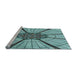 Sideview of Machine Washable Transitional Greenish Blue Green Rug, wshpat2587lblu