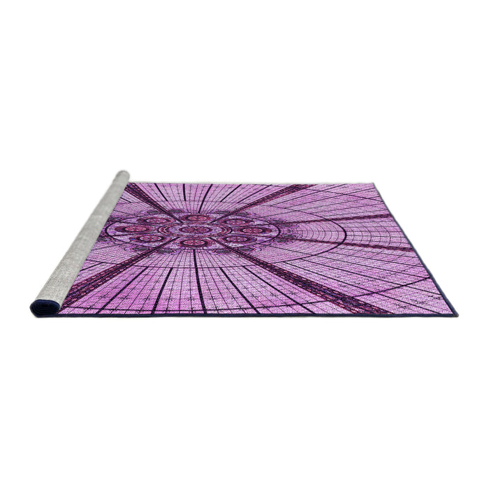 Sideview of Machine Washable Transitional Pastel Purple Pink Rug, wshpat2587pur
