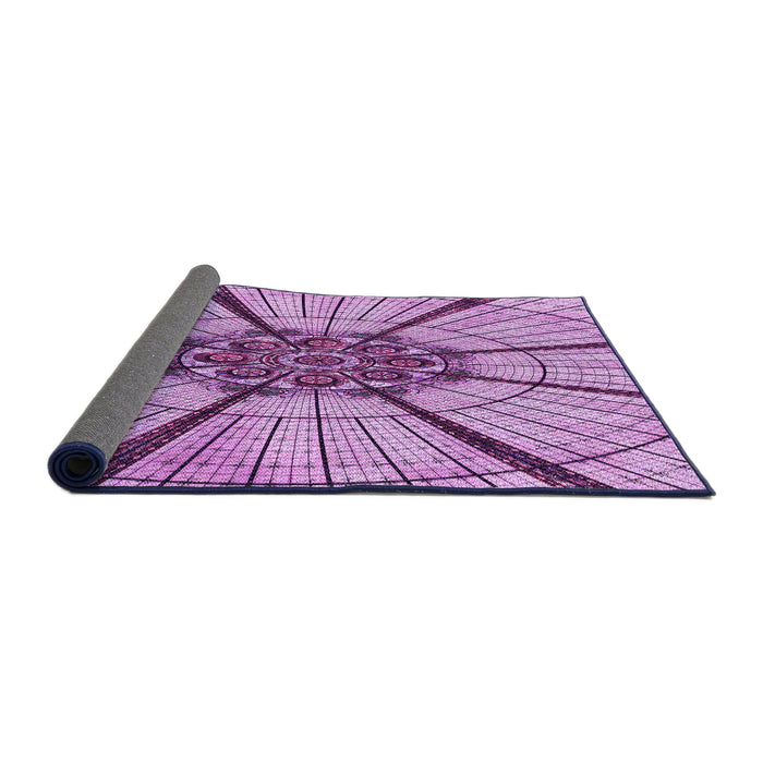 Thickness of Patterned Pastel Purple Pink Rug, pat2587pur