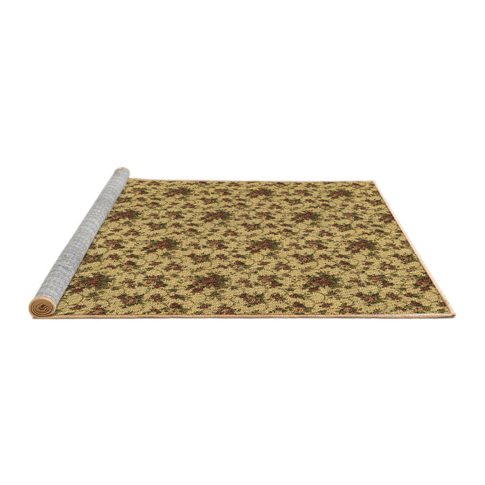 Sideview of Machine Washable Transitional Saddle Brown Rug, wshpat2588brn