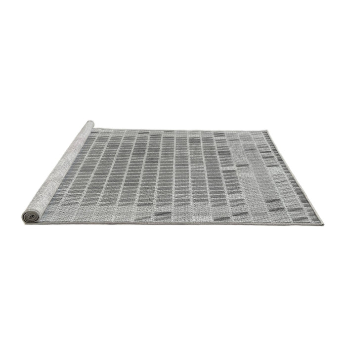 Sideview of Machine Washable Transitional Platinum Silver Gray Rug, wshpat2590gry