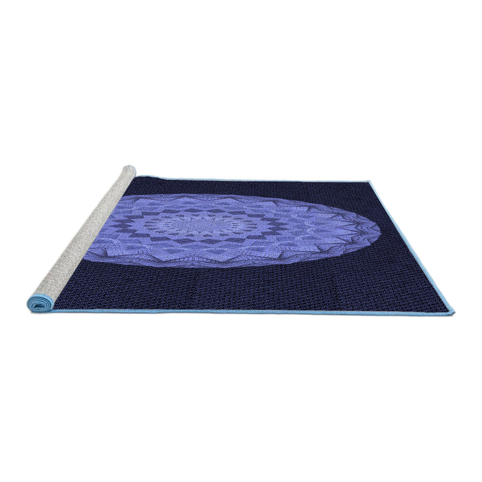 Sideview of Machine Washable Transitional Night Blue Rug, wshpat2591blu