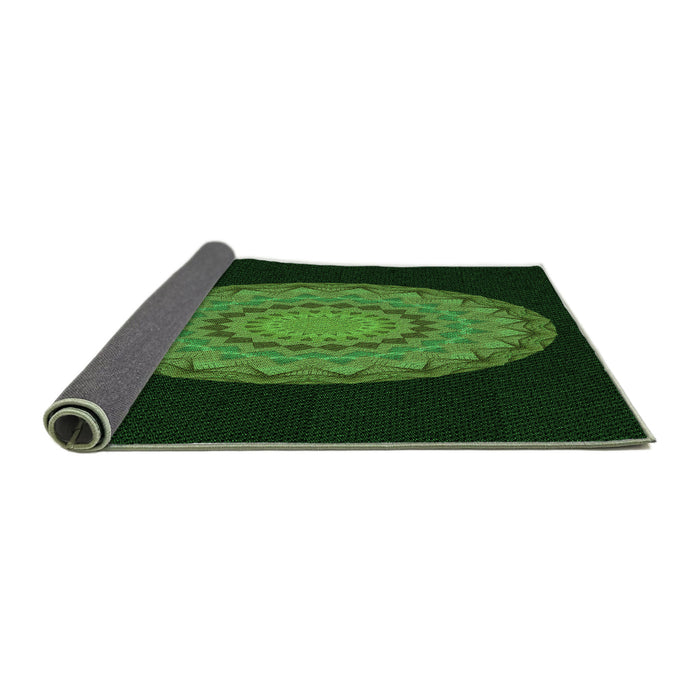 Thickness of Patterned Dark Lime Green Rug, pat2591grn