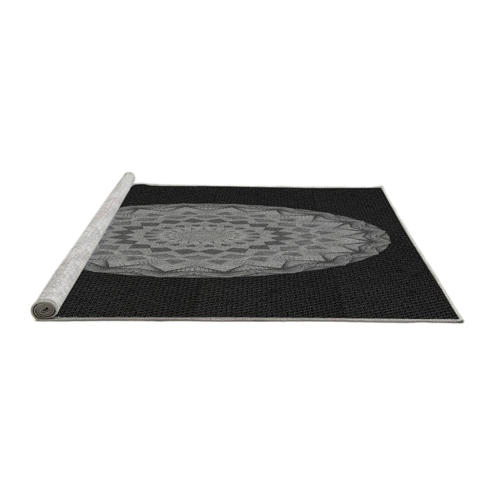 Sideview of Machine Washable Transitional Midnight Gray Rug, wshpat2591gry