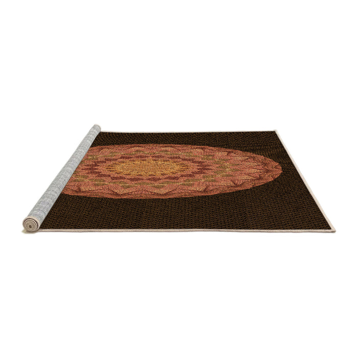 Sideview of Machine Washable Transitional Mahogany Brown Rug, wshpat2591org